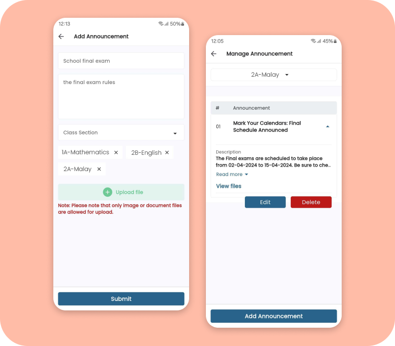 Announcement Feature